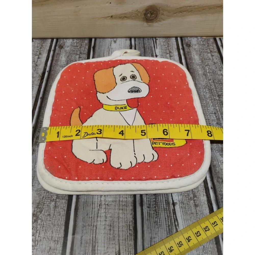 Duke The Dog Quilted Pot Holder Set Of 2 Red Polka Dot Advertising Evergreen Pet